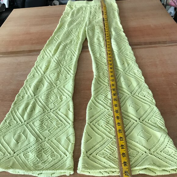Free People Movement Beach Flare Pants Women M Yellow Crochet Geometric Stretch - Picture 7 of 16